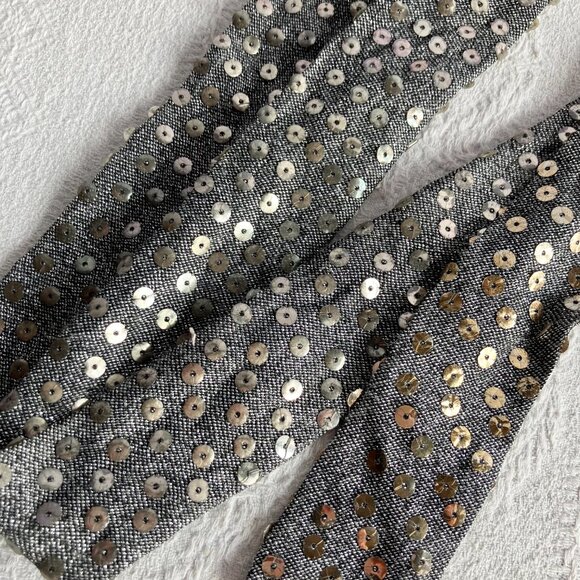 1970s Silver Sequined Modest Long Sleeve Maxi Dress - Picture 15 of 15